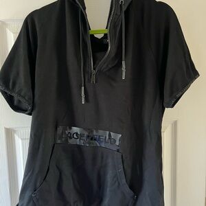 Karl Lagerfeld Black Logo Trim Hoodie